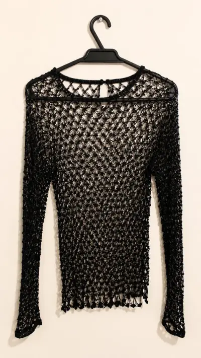 Suéter tejido de malla negro elegante - miniatura 1