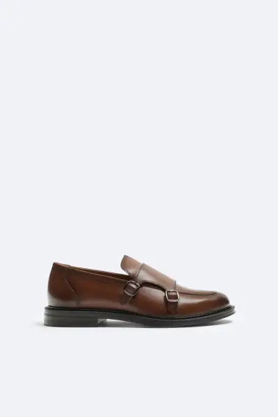 Zapatos Zara Leather Double Monk Shoes Talla 42 - miniatura 1