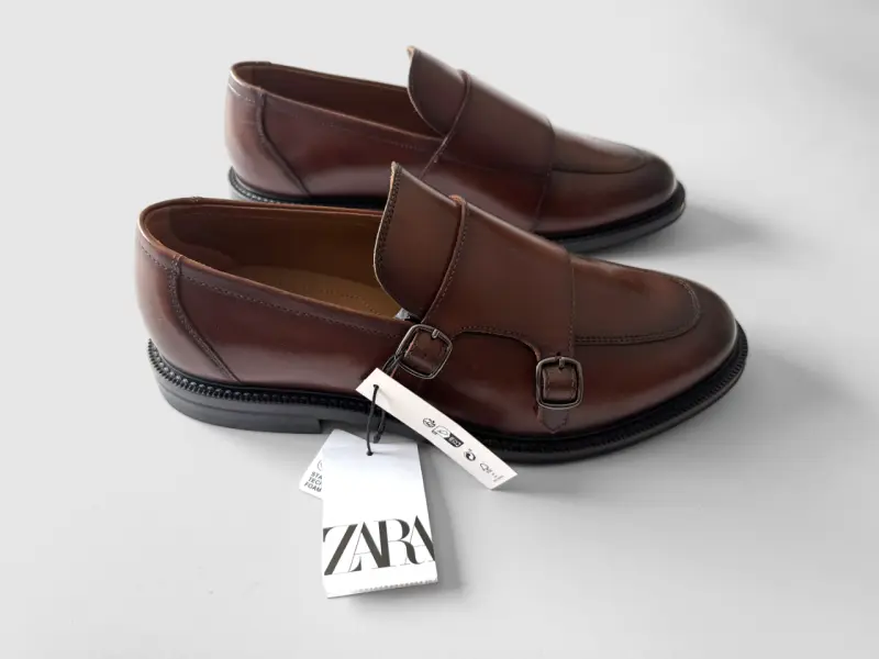 Zapatos Zara Leather Double Monk Shoes Talla 42 - 4