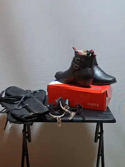 Botines de cuero negro con hebillas - miniatura 6