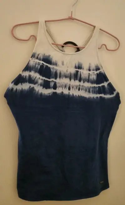 Polera sin mangas tie-dye azul y blanco - miniatura 1
