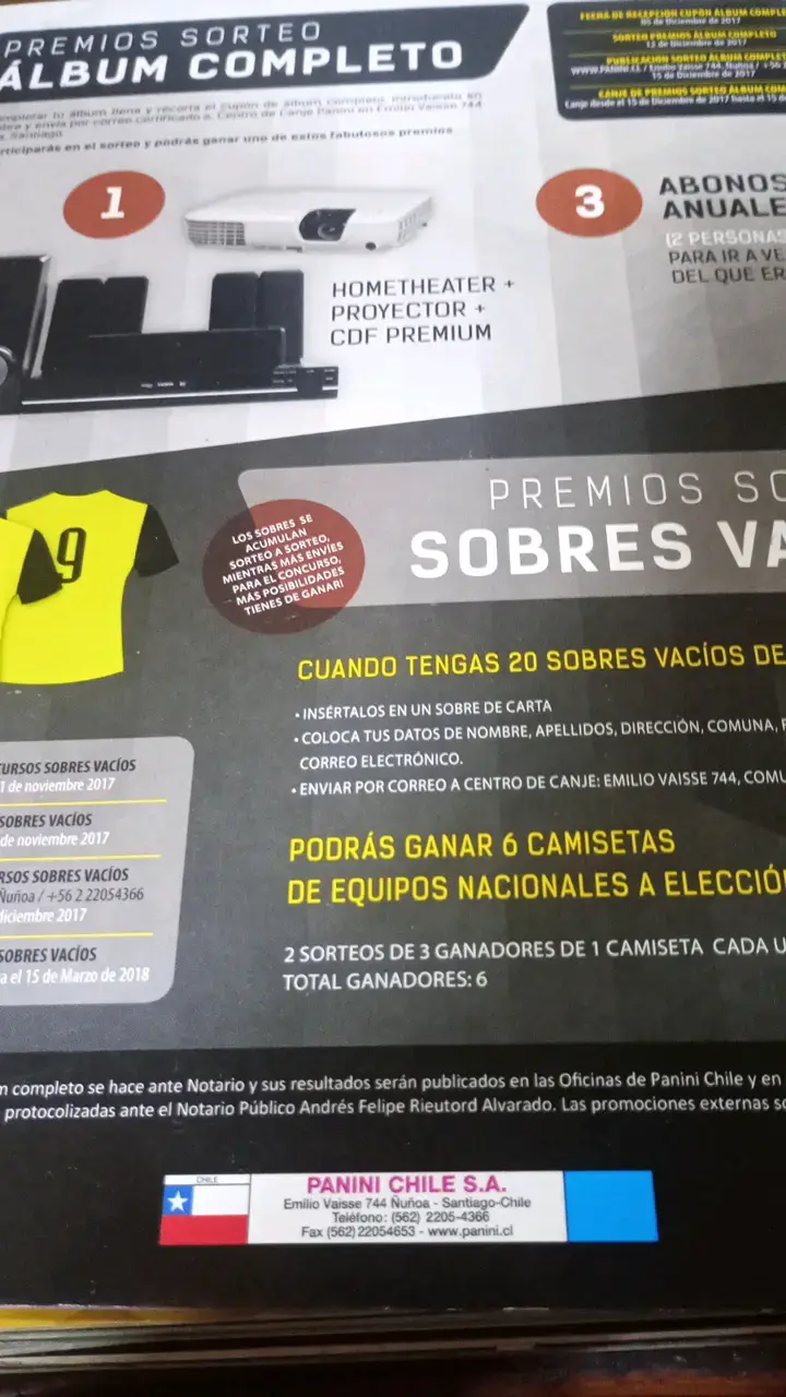 Álbum de fútbol Panini Chile 2018 - 2