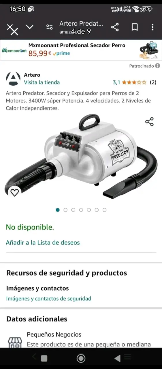 Secador profesional Artero Predator para perros - 4