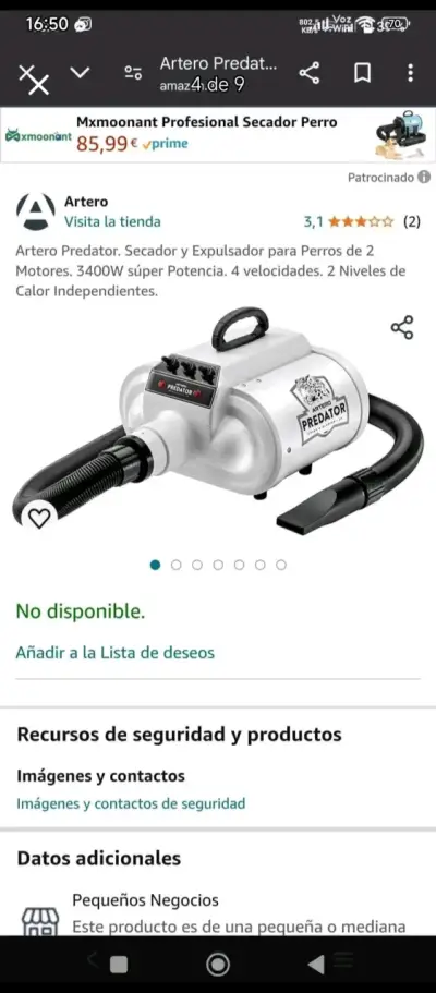 Secador profesional Artero Predator para perros - miniatura 4