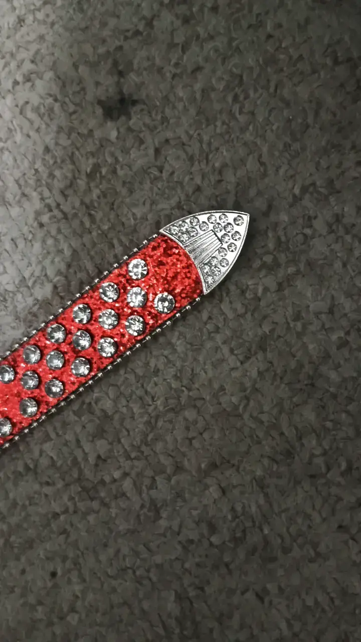 Cinturón rojo con brillantes y2k - 3