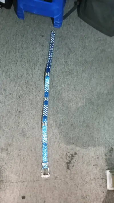 Cinturón azul con brillantes y2k - miniatura 1