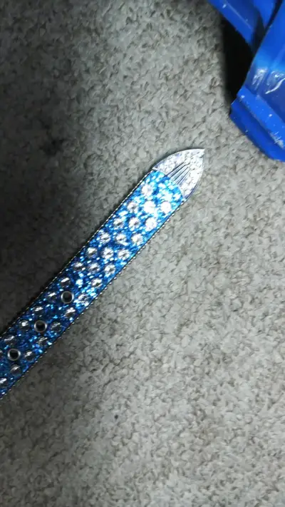 Cinturón azul con brillantes y2k - miniatura 3