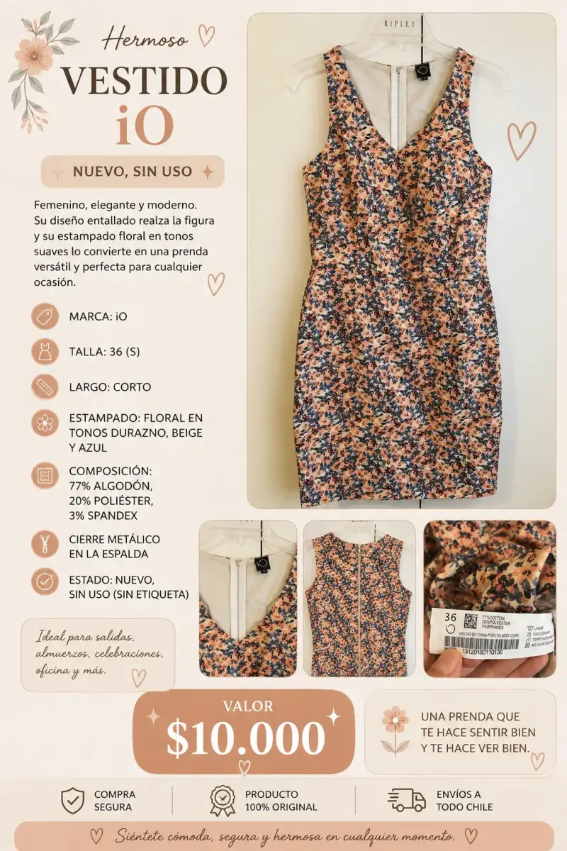Vestido floral iO nuevo sin uso