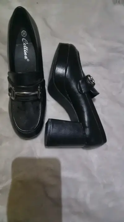 Zapatos de tacón negro con hebilla Elline - miniatura 2