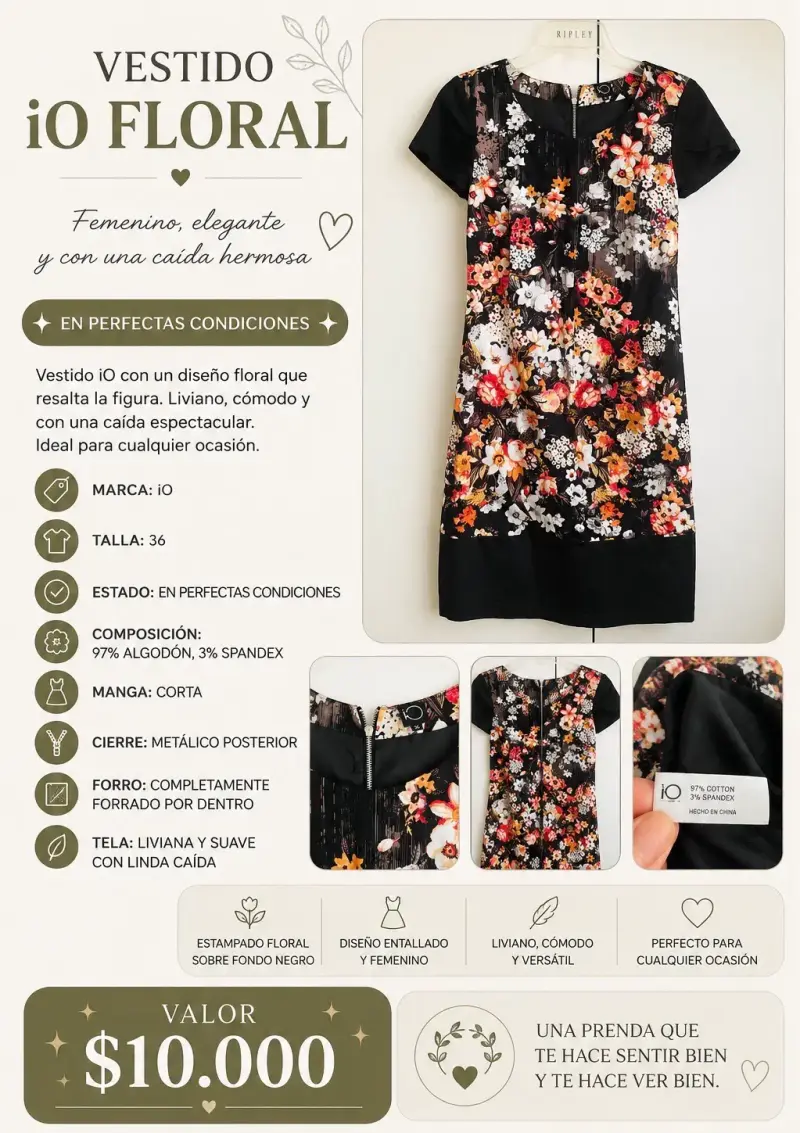 Vestido floral iO elegante y cómodo