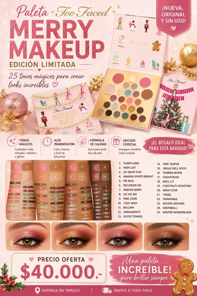Paleta de Maquillaje Too Faced Merry Makeup Edición Limitada