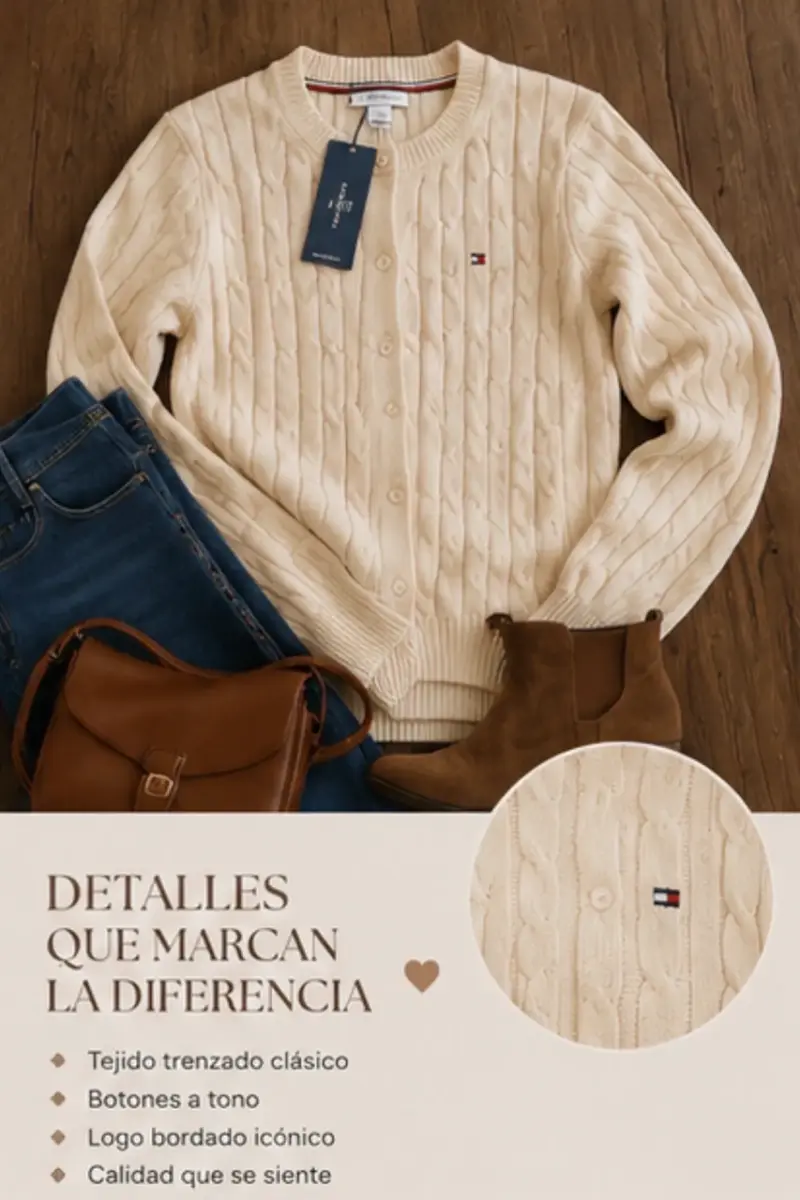 Cardigan Tommy Hilfiger con diseño trenzado - 1