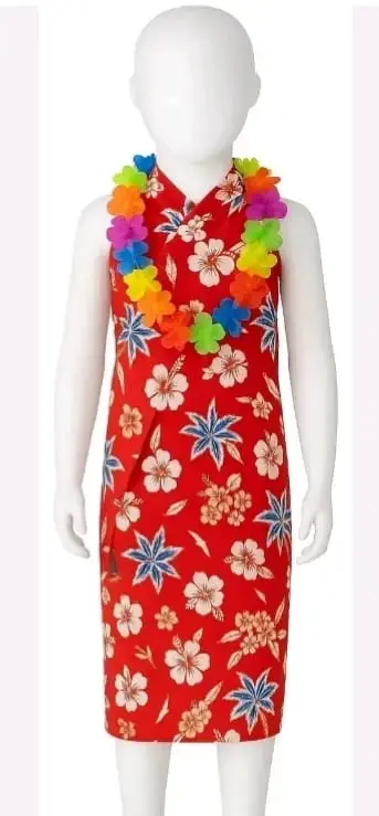 Pareo hawaiano infantil rojo con flores