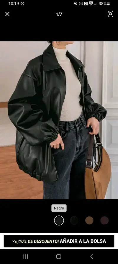 Chaqueta Oversize Negra de Cuero Sintético - miniatura 2