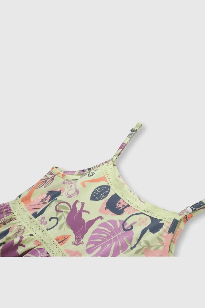 Vestido infantil estampado selva tropical colloky - 3