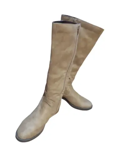 Botas largas de gamuza beige para mujer - miniatura 4