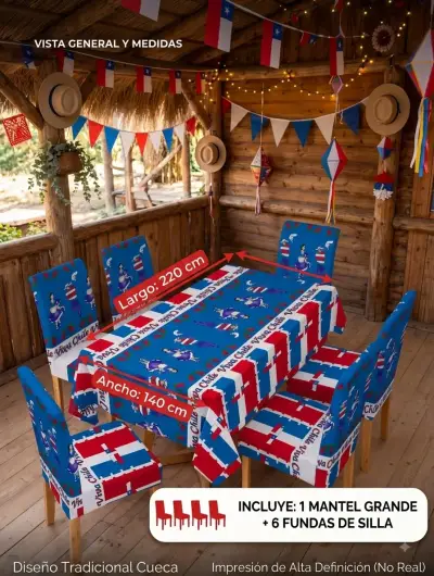 Set de mantel + 6 fundas de sillas fiestas patrias - miniatura 3
