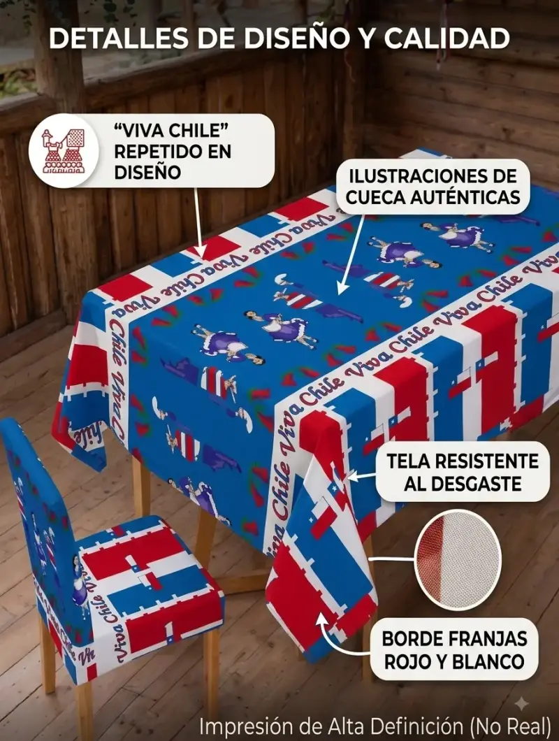 Set de mantel + 6 fundas de sillas fiestas patrias - 2