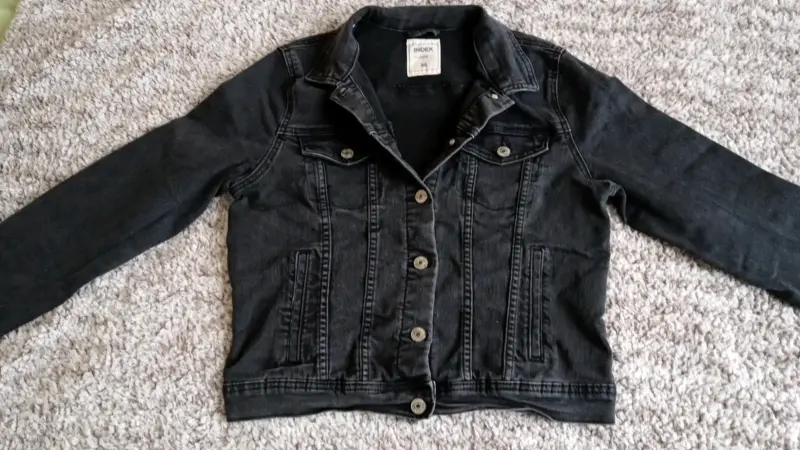 Chaqueta de mezclilla negra para mujer talla M - 1