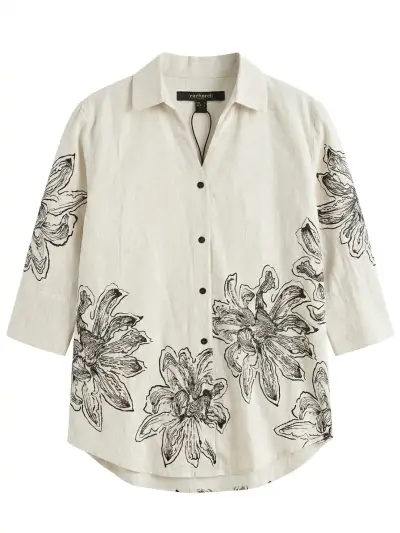Blusa de lino con estampado floral Cacharel - miniatura 1