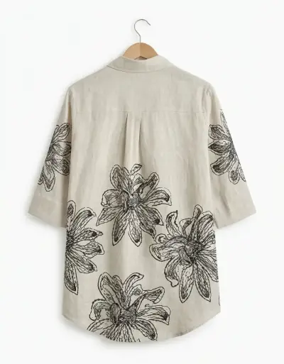 Blusa de lino con estampado floral Cacharel - miniatura 2