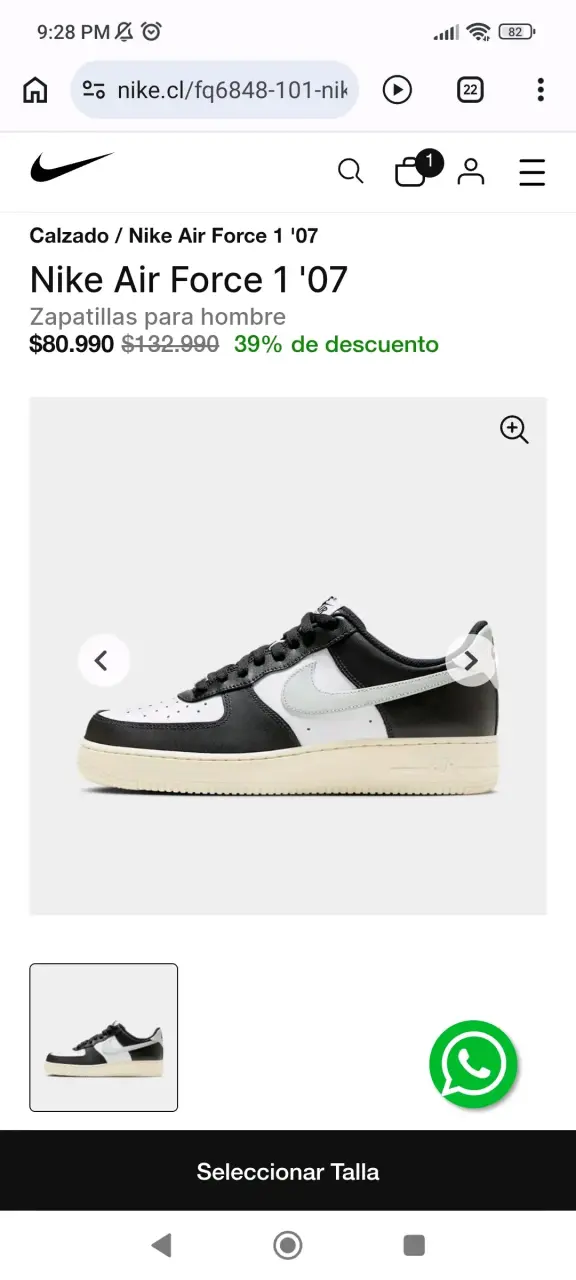Zapatillas Nike Air Force 1 Blanco y Negro - 5