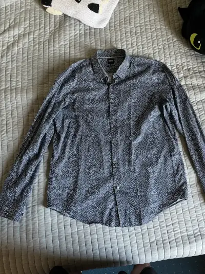 Camisa Hugo Boss Azul Estampada - miniatura 1