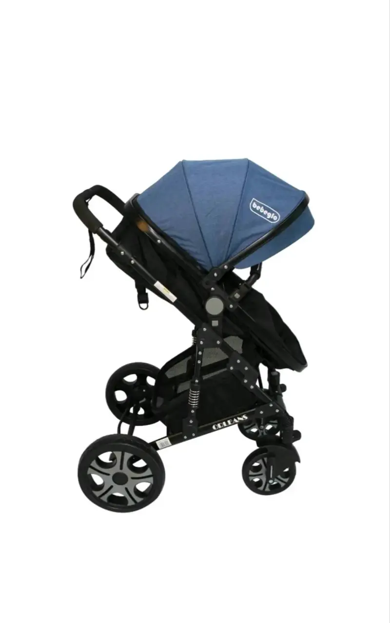 Coche de bebé Bebeglo azul con silla de auto - 2