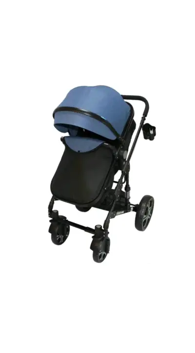 Coche de bebé Bebeglo azul con silla de auto - miniatura 3