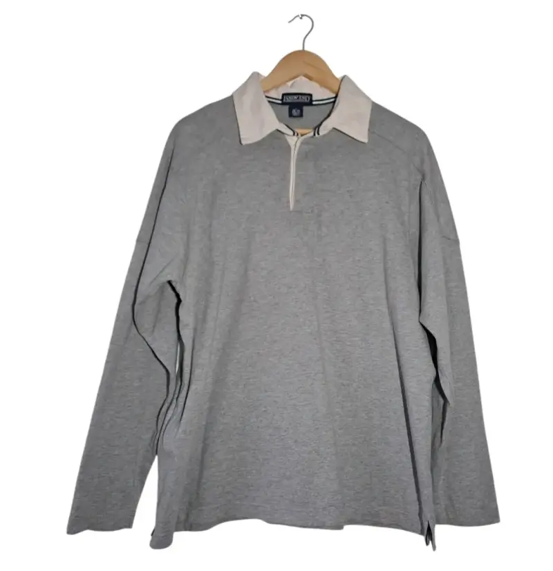 Polera manga larga gris Lands' End, talla L - 1