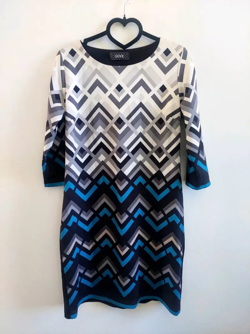 Vestido geométrico de manga 3/4 para mujer - 2