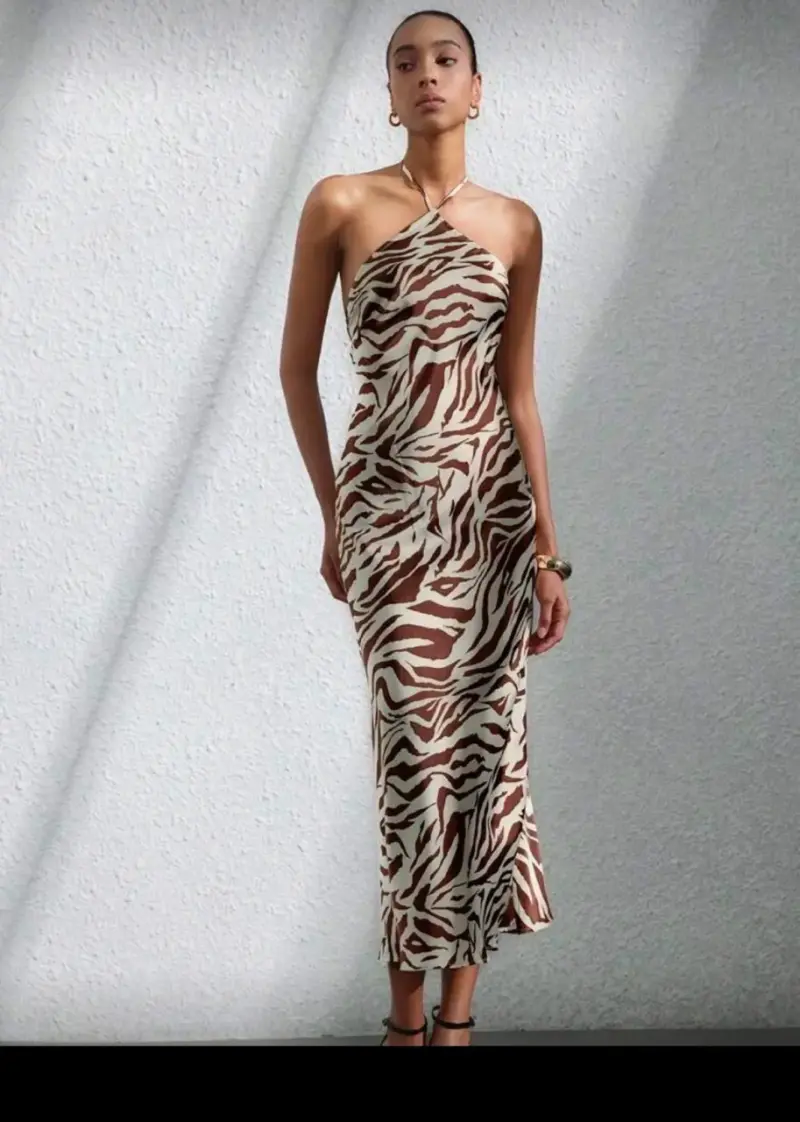 Vestido largo estampado animal print - 1
