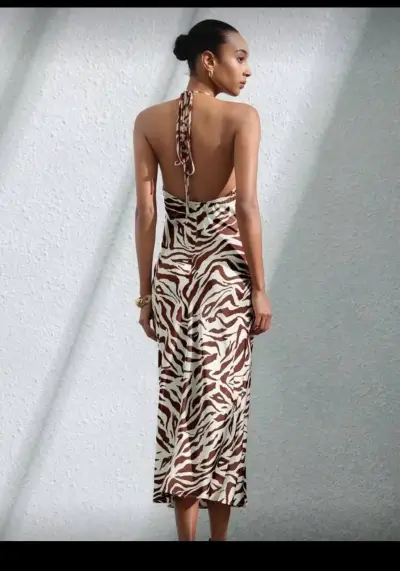 Vestido largo estampado animal print - miniatura 2