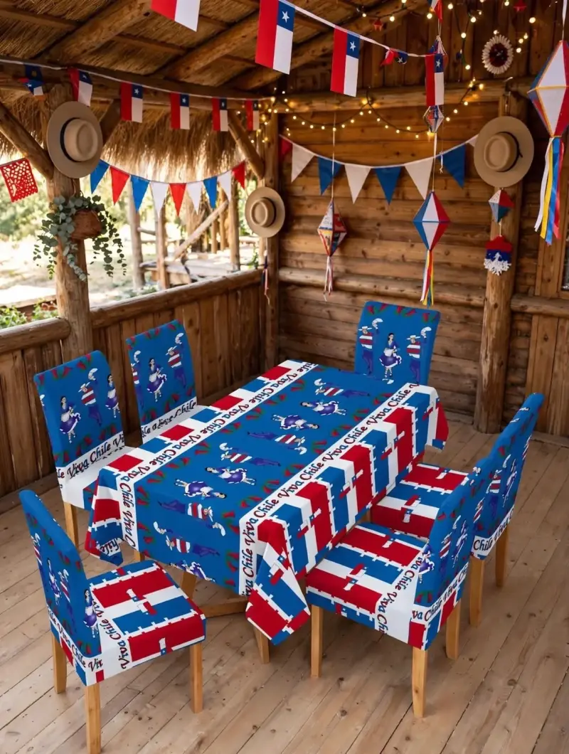 Set de mantel + 6 fundas de sillas fiestas patrias - 1