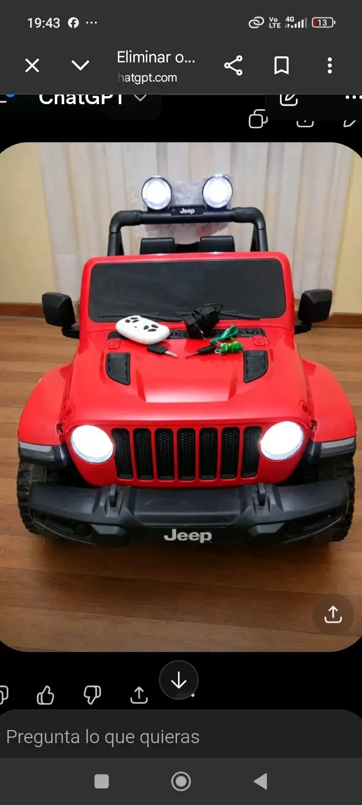 Auto eléctrico para niños Jeep rojo con control remoto