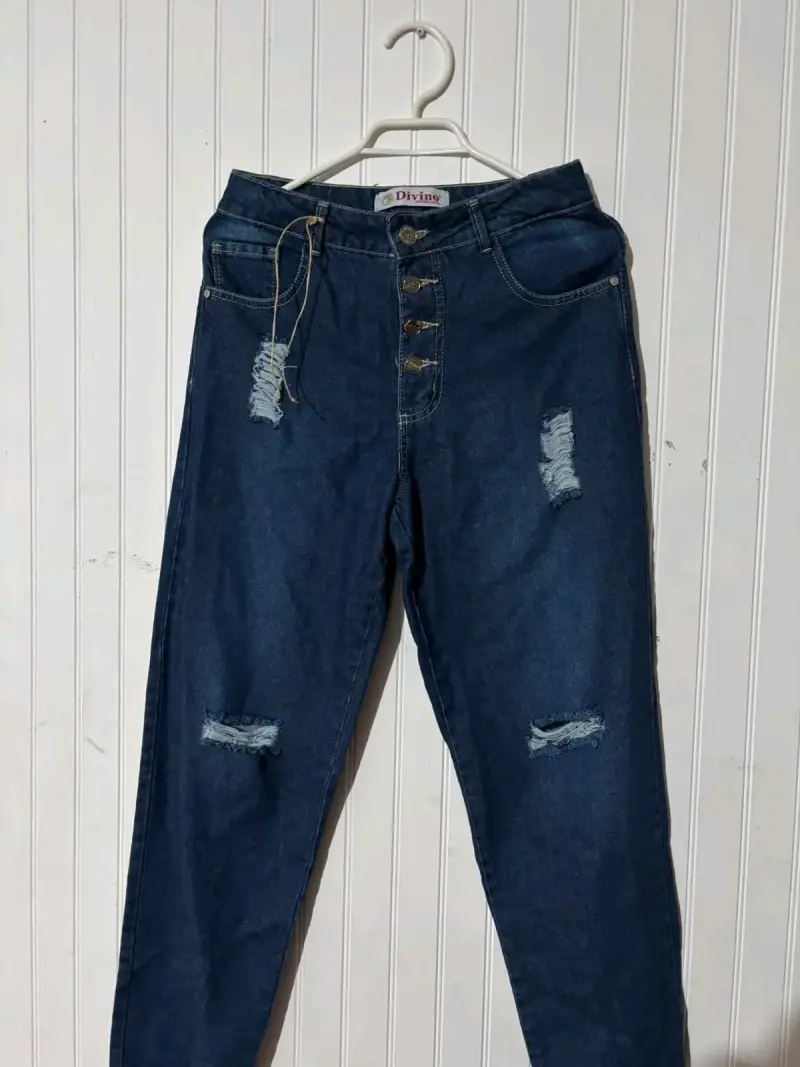 Jeans de Mujer Divino Azul con Detalles Rasgados - 2