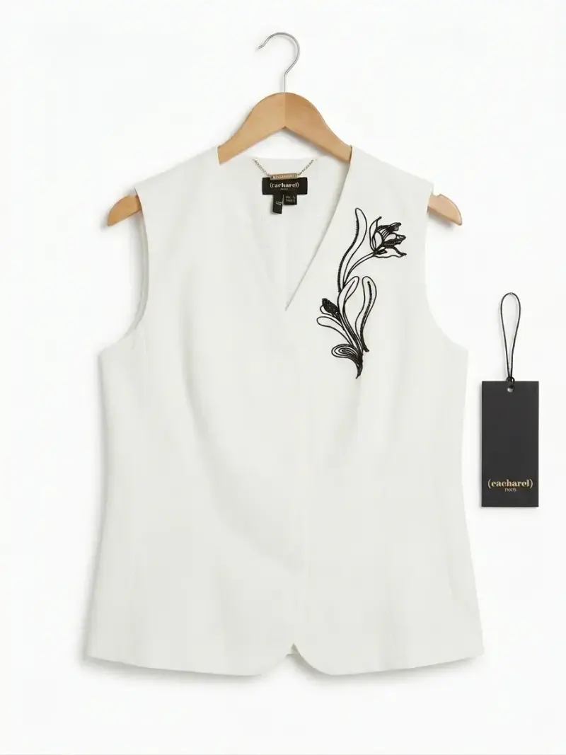 Chaleco blanco con bordado floral Cacharel - 1