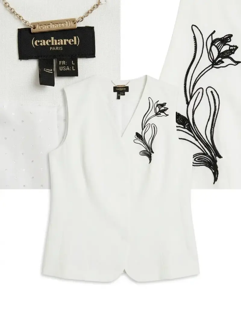 Chaleco blanco con bordado floral Cacharel - 3