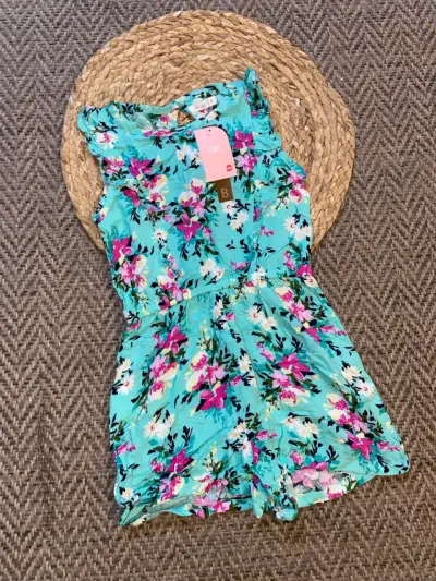 Enterito floral para niña color turquesa - miniatura 4