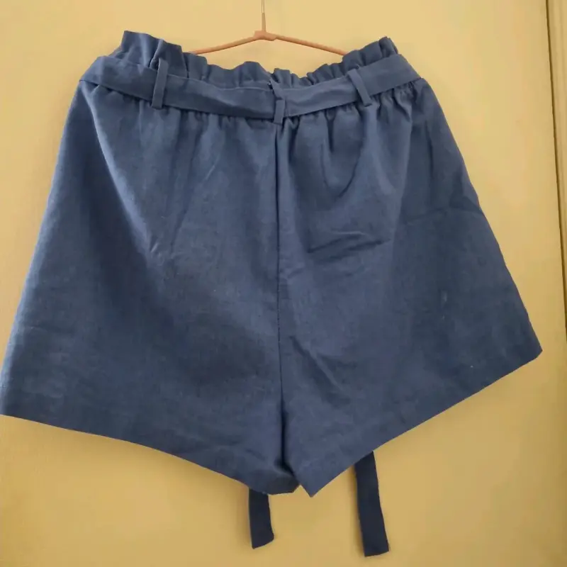 Shorts de lino azul para mujer talla L - 2