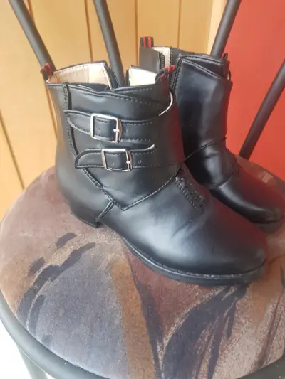 Botines de cuero negro con hebillas de cueca N.32 - miniatura 2