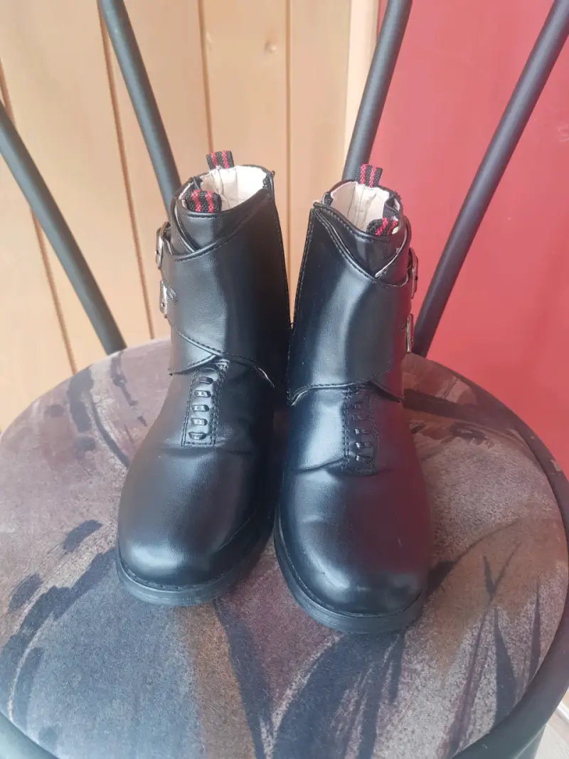 Botines de cuero negro con hebillas de cueca N.32 - 3