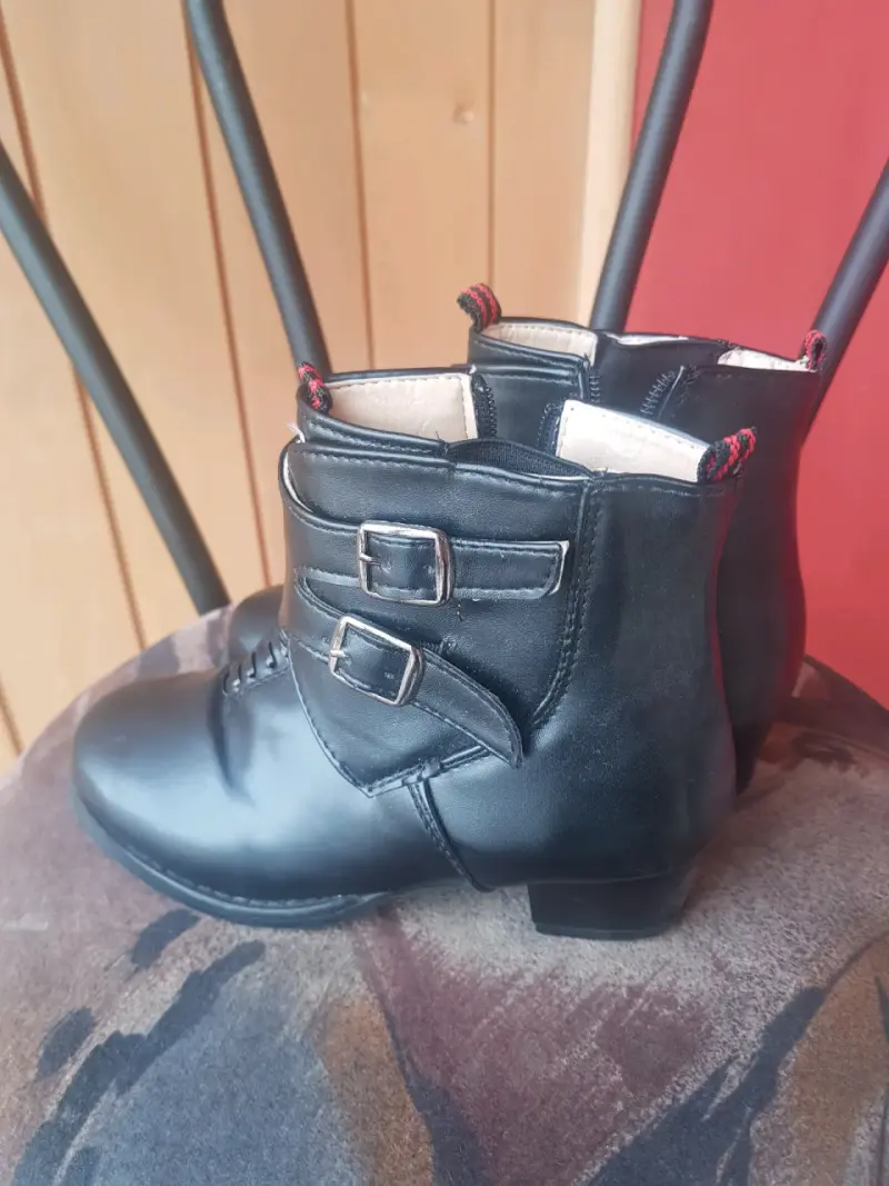 Botines de cuero negro con hebillas de cueca N.32 - 4