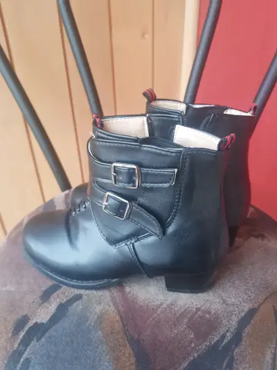 Botines de cuero negro con hebillas de cueca N.32 - miniatura 4