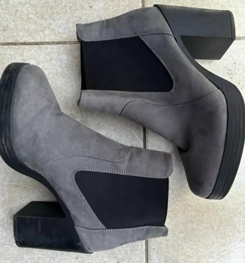 Botines de tacón alto gris para mujer - 1