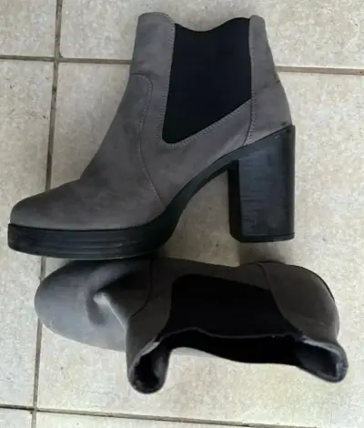 Botines de tacón alto gris para mujer - miniatura 2