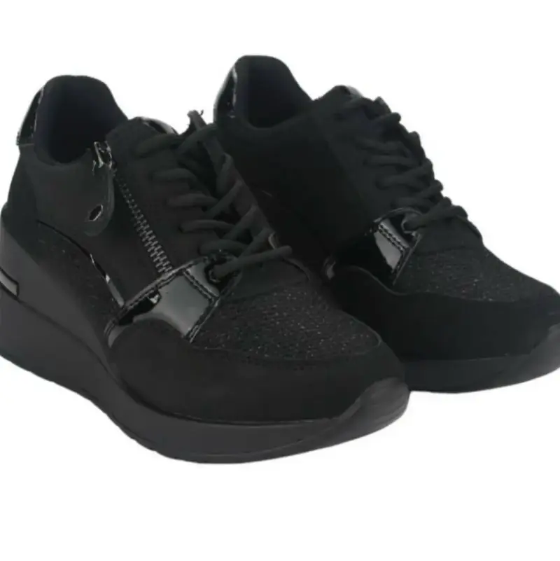 Zapatillas negras con plataforma y cierre lateral - 1