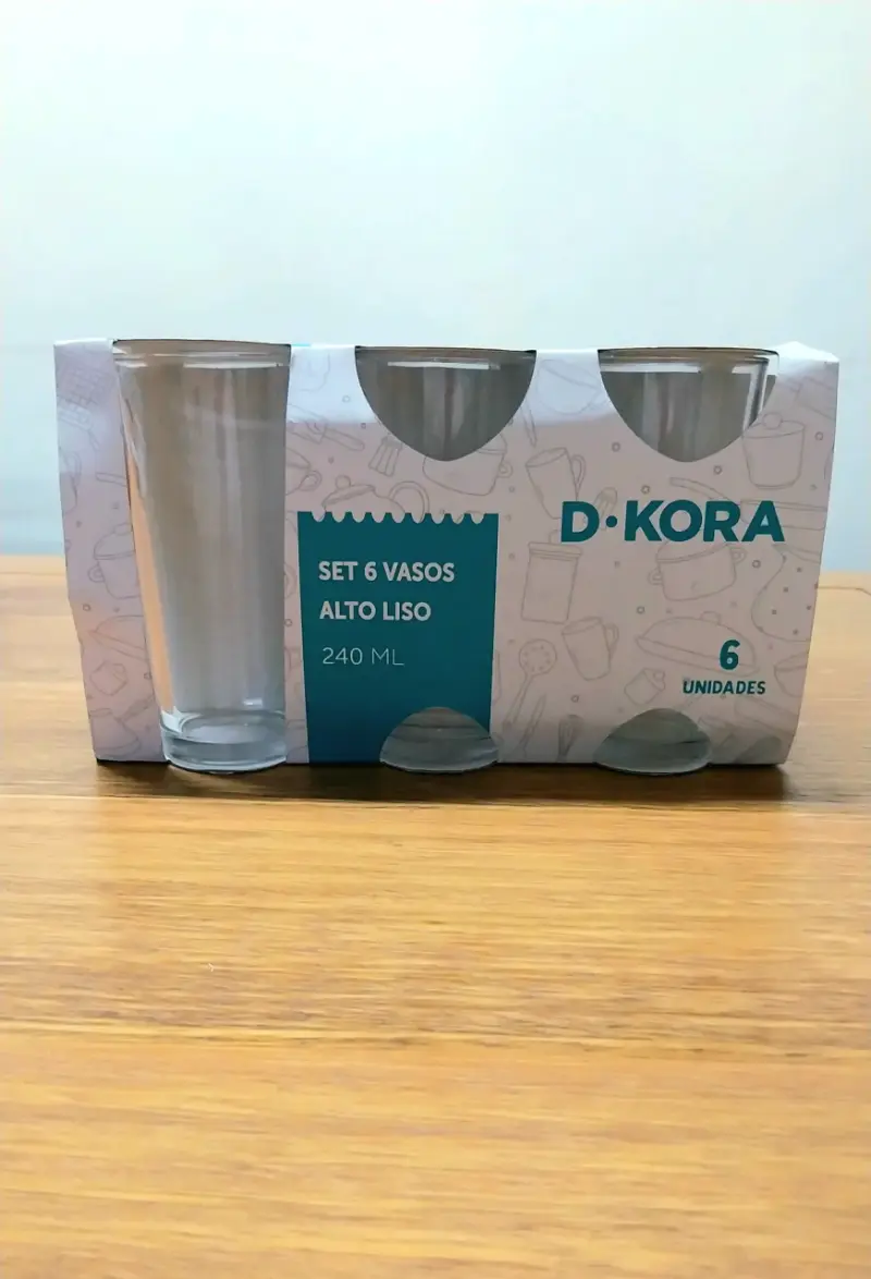Set de 6 vasos altos lisos D-Kora 240 ml