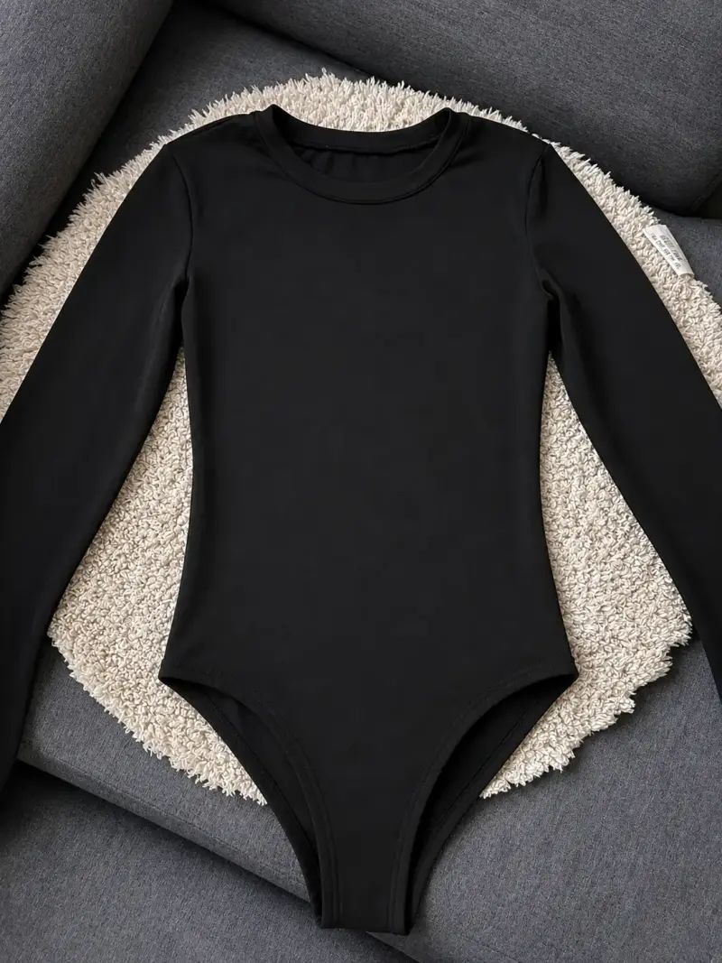 Body negro de manga larga para mujer - 1