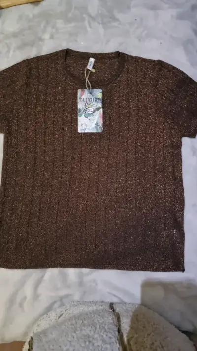 Polera de mujer marrón con brillo Blugirl - miniatura 1